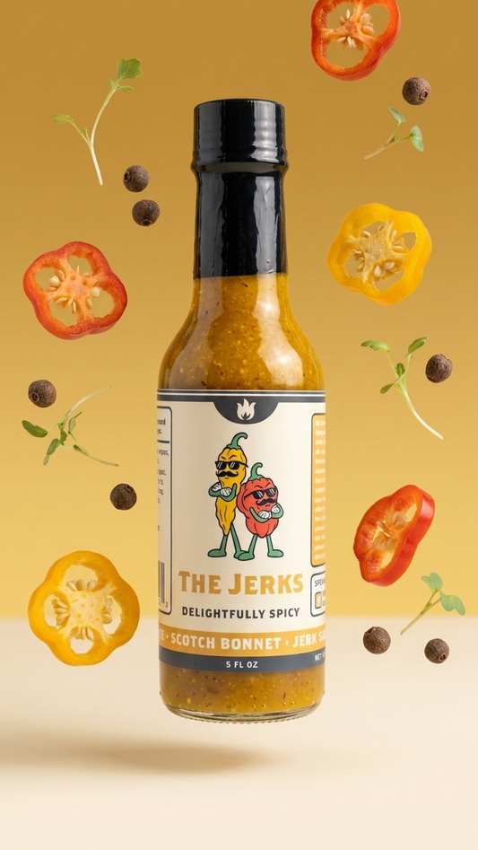 Mr. Mustachios The Jerks smoked fatalii and scotch bonnet jerk hot sauce, 5 fl oz bottle